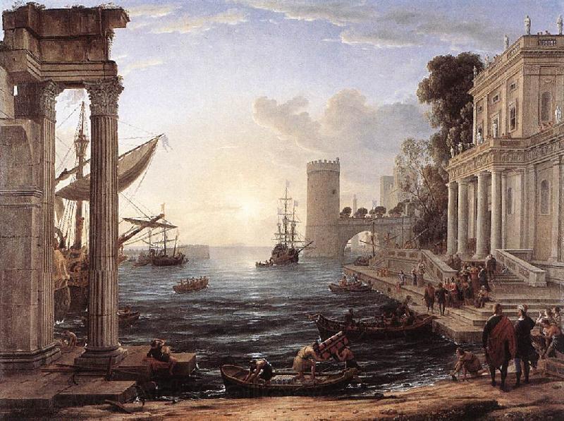 Claude Lorrain Seaport with the Embarkation of the Queen of Sheba df Norge oil painting art